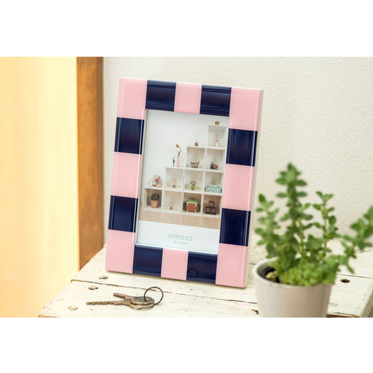 アプリクス フォトフレーム チェック ネイビー&ピンク