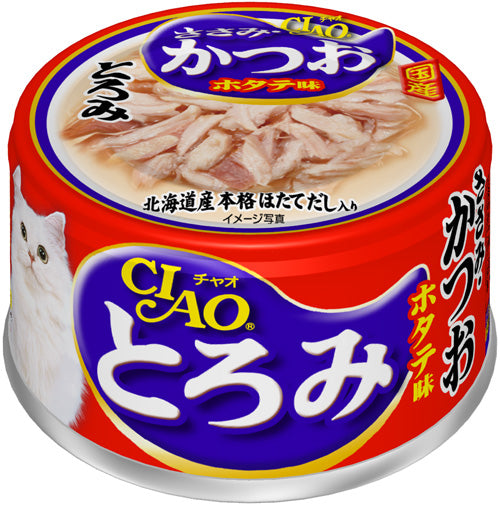 チャオ 缶 とろみ・ささみ・かつお ホタテ味 80g