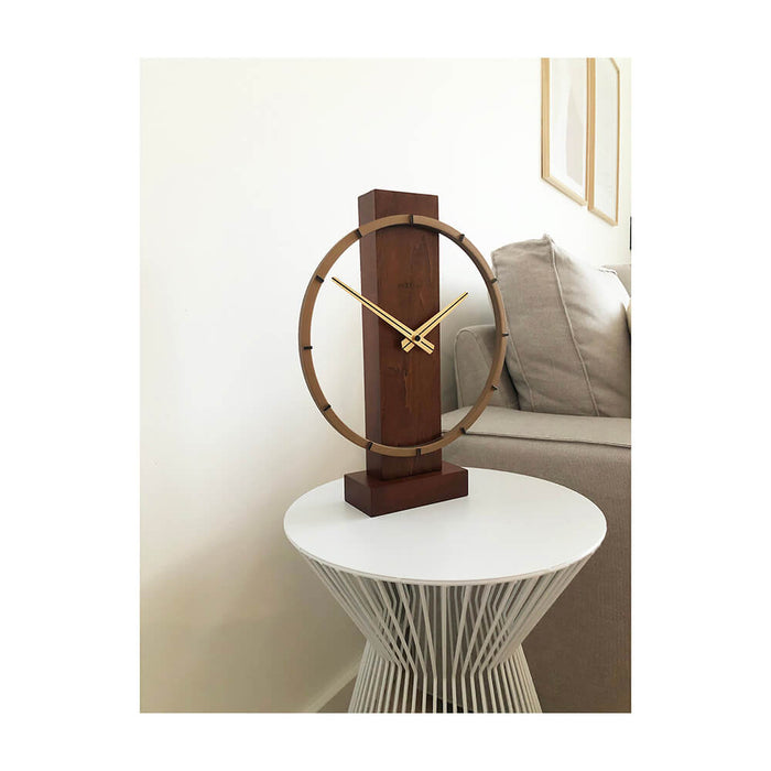 ネクスタイム　置き・掛け時計　カール　スモール テーブル　ブラウン
